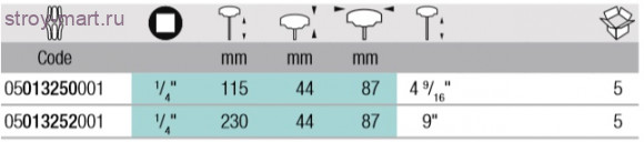 410 Отвертка-привод с Т-образной ручкой для торцевых головок 1/4 013250 - WE-013250 410 Отвертка-привод с Т-образной ручкой для торцевых головок 1/4 013250 - WE-013250