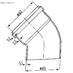 Отвод НПВХ серый Дн 50х45° б/нап в комплекте ТУ 6-49-33-92 - 027-1678 Отвод НПВХ серый Дн 50х45° б/нап в комплекте ТУ 6-49-33-92 - 027-1678