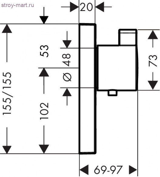 Термостат ShowerSelect Highflow с клапаном для ручного душа ShowerSelect 15761000