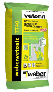 Штукатурка Универсальная Weber.Vetonit ТТ40, 25 кг (48 шт/под) Россия - С-000105839