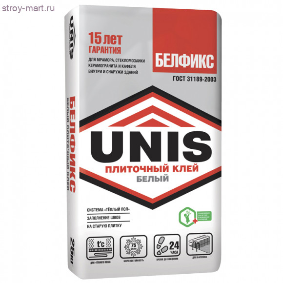 «Юнис Белфикс» (Белый для Внутренних и Наружних работ), 25 кг (48 шт/под) - С-000021366 «Юнис Белфикс» (Белый для Внутренних и Наружних работ), 25 кг (48 шт/под) - С-000021366