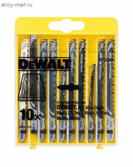 Набор 10шт,пилки д\лобзика,Т-образ хв,д\дерева - DT 2290 Набор 10шт,пилки д\лобзика,Т-образ хв,д\дерева - DT 2290