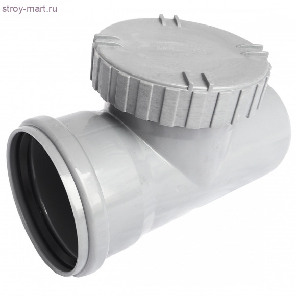 Ревизия НПВХ серый Дн 110 б/нап с крышкой в комплекте ТУ 6-49-33-92 - 027-1700