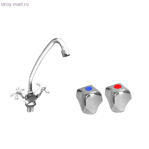 Смеситель для мойки ПСМ-127-К/50 хром к/затвор выс/излив с аэратором гайка - 026-1379