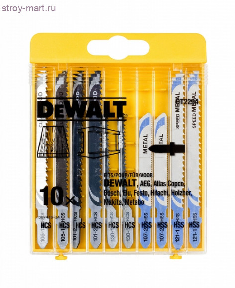 Набор 10шт,пилки д\лобзика,Т-образ хв,д\дерева,металла - DT 2294 Набор 10шт,пилки д\лобзика,Т-образ хв,д\дерева,металла - DT 2294