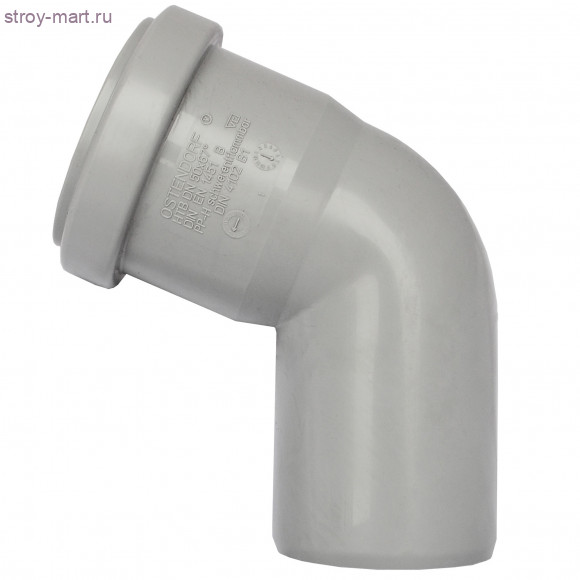 Отвод PP-H серый Дн 110х67,5° б/нап в комплекте Ostendorf 115130 - 4052836151308