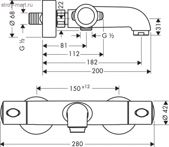 Термостат для ванны Ecostat 1001 SL, ВМ, ?’ Ecostat 13241000 Термостат для ванны Ecostat 1001 SL, ВМ, ?’ Ecostat 13241000