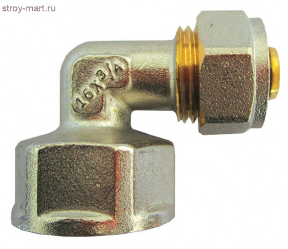 Угольник МП латунь Faro Дн 32х1 ВР обжим STC 6450 никель - 4606034040447