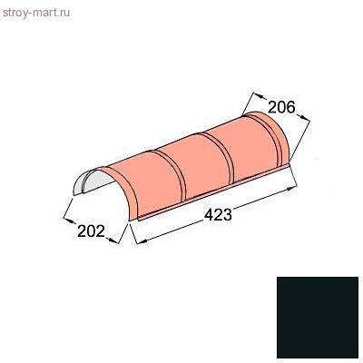 Конек полукруглый одинарный Decra Classic/Roman L=423 (375*) мм Черный бриллиант - С-000113305