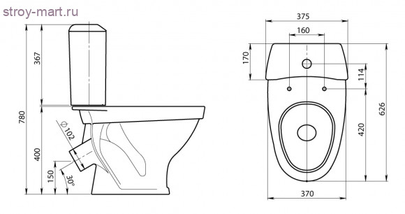 Унитаз-компакт Вест белый воронкообразный косой выпуск в комплекте Santeri - 4606034157053 Унитаз-компакт Вест белый воронкообразный косой выпуск в комплекте Santeri - 4606034157053
