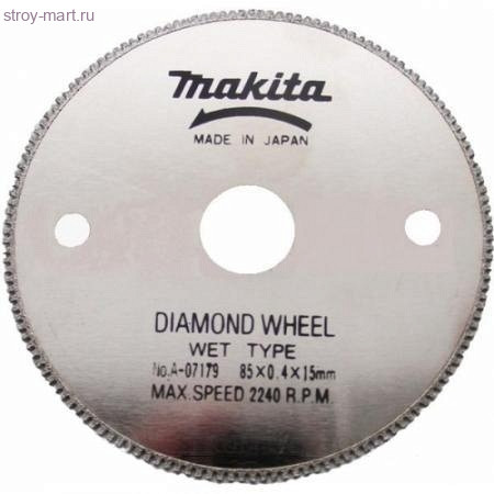 Диск алмазный сплошной,ф85х15мм,д\мокрого реза - A-07179 Диск алмазный сплошной,ф85х15мм,д\мокрого реза - A-07179