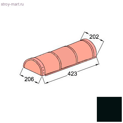 Конек полукруглый начальный НIP Decra Classic/Roman L=423 мм Черный бриллиант - С-000113309 Конек полукруглый начальный НIP Decra Classic/Roman L=423 мм Черный бриллиант - С-000113309