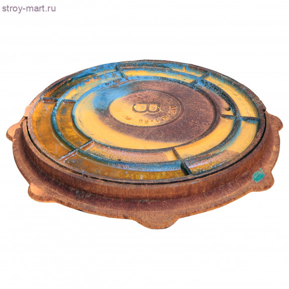 Люк чугун канализационный К тип Л малый A15 m=55кг ГОСТ 3634-99 - 004-0082