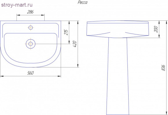 Пьедестал Ресса белый б/комплекта Кировская Керамика - 4606034066287