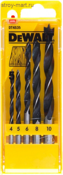 Набор 5шт,сверла д\дерева,ф4\5\6\8\10мм - DT 4535