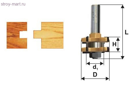 Фреза пазо-шиповая, хв-12мм, ф41х38\6.35мм,подшипник 22мм - D-12027 Фреза пазо-шиповая, хв-12мм, ф41х38\6.35мм,подшипник 22мм - D-12027