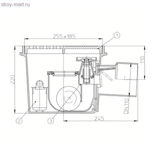 Трап горизонт PP Ду 110 с решеткой из ABS 180х125, с клапанами HL 77 Трап горизонт PP Ду 110 с решеткой из ABS 180х125, с клапанами HL 77
