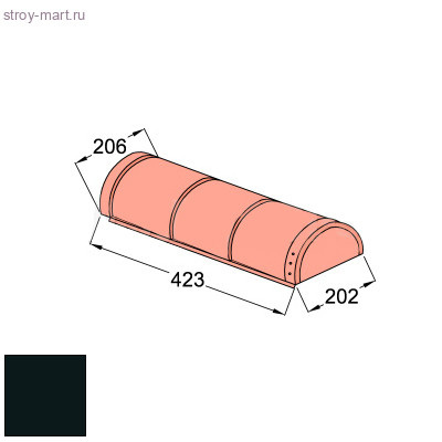 Конек полукруглый конечный Decra Classic/Roman L=423 мм Черный бриллиант - С-000113308 Конек полукруглый конечный Decra Classic/Roman L=423 мм Черный бриллиант - С-000113308