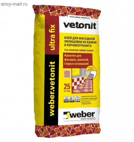 Клей для керамогранита, мрамора, гранита Weber.Vetonit Ultra Fix (Серый), 25 кг 48 шт./под.) 1001905 - С-000028740 Клей для керамогранита, мрамора, гранита Weber.Vetonit Ultra Fix (Серый), 25 кг 48 шт./под.) 1001905 - С-000028740