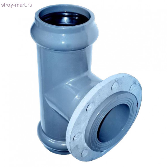 Тройник НПВХ серый нап Дн 110х100 Ру10 раструбное в комплекте фланец - 027-4916