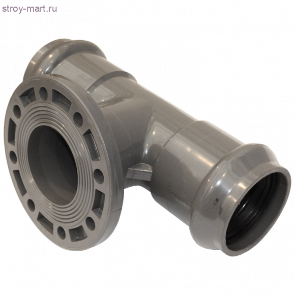 Тройник НПВХ серый нап Дн 110х100 Ру10 раструбное в комплекте фланец - 027-4916