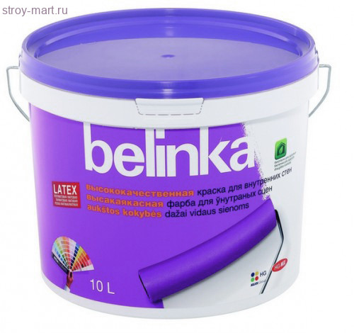 Краска для стен и потолков «Belinka Latex B1» белая, матовая.10 л. / 45912 - С-000116939