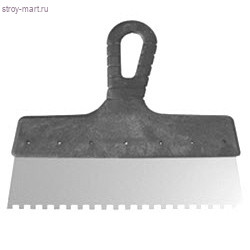 Шпатель зубчатый из нерж. стали, пластмассовая ручка 250мм (зуб 10х10) 020607-010-250 - С-000096514