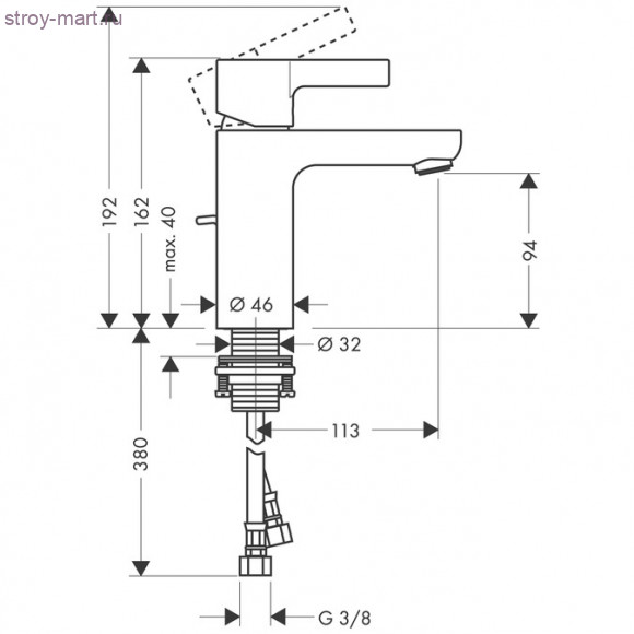 Смеситель для раковины, однорычажный, со сливным гарнитуром Metris S 31060000