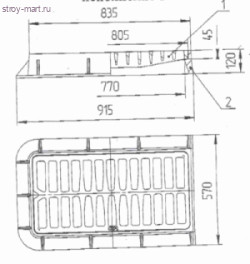 Дождеприемник чугун ДБ1 прямоугольн m=107 ГОСТ 3634-99 - 004-0045 Дождеприемник чугун ДБ1 прямоугольн m=107 ГОСТ 3634-99 - 004-0045