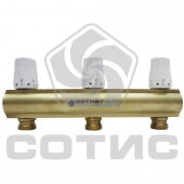 Коллекторы распределительные латунные серии СОТИС КР100-2500 с межосевым расстоянием 100мм и регулировочными отсечными клапанами - КР100-2507-20 НР Коллекторы распределительные латунные серии СОТИС КР100-2500 с межосевым расстоянием 100мм и регулировочными отсечными клапанами - КР100-2507-20 НР