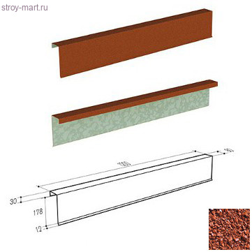 Фронтонная планка широкая Gerard, L=1,2 м (Spanish red 231) - С-000115724 Фронтонная планка широкая Gerard, L=1,2 м (Spanish red 231) - С-000115724