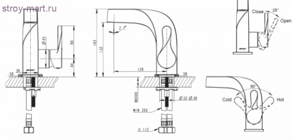Смеситель для умывальника - F174108C Смеситель для умывальника - F174108C