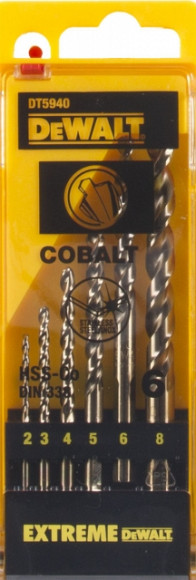 Набор 6шт,сверла д\металла HSS-СО,ф2\3\4\5\6\8мм - DT 5940 Набор 6шт,сверла д\металла HSS-СО,ф2\3\4\5\6\8мм - DT 5940