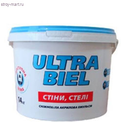 Краска для потолков «Ultra Biel» акриловая 1л. (6 шт/уп.) / Sniezka - С-000085201