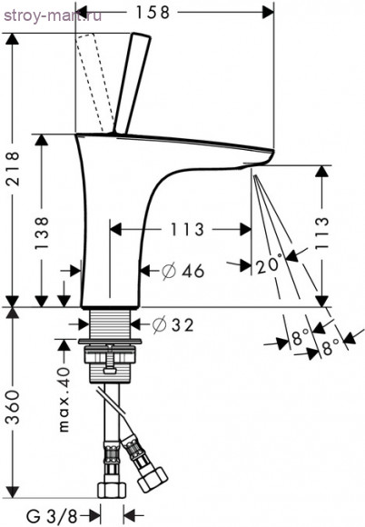 Смеситель для раковины, однорычажный, со сливным клапаном Push-Open PuraVida 15070000 Смеситель для раковины, однорычажный, со сливным клапаном Push-Open PuraVida 15070000