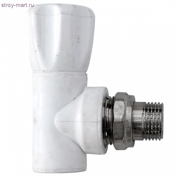 Вентиль PP-R белый Дн 20х1/2 НР Ру25 для радиатора угловой РосТурПласт 10533 - 022-1716
