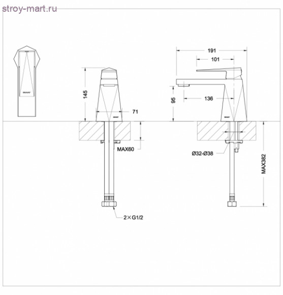 Смеситель для умывальника - F176110G Смеситель для умывальника - F176110G