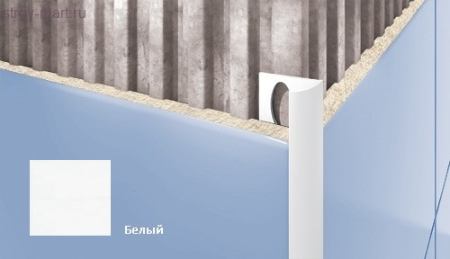 Профиль для плитки CEZAR внешний 9мм белый Профиль для плитки CEZAR внешний 9мм белый
