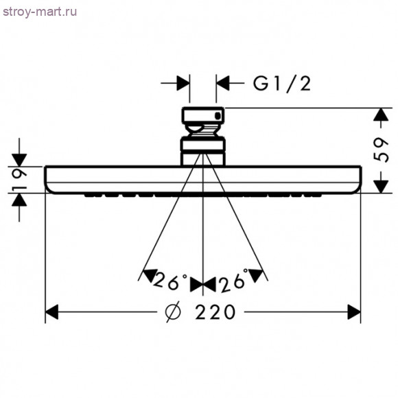 Верхний душ Croma 220 Air 1jet, ?’ Croma 26464000 Верхний душ Croma 220 Air 1jet, ?’ Croma 26464000