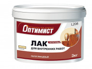 Лак для внутренних работ «Оптимист L-208" полуглянцевый, бесцветный, акриловый.10 кг . - С-000113819