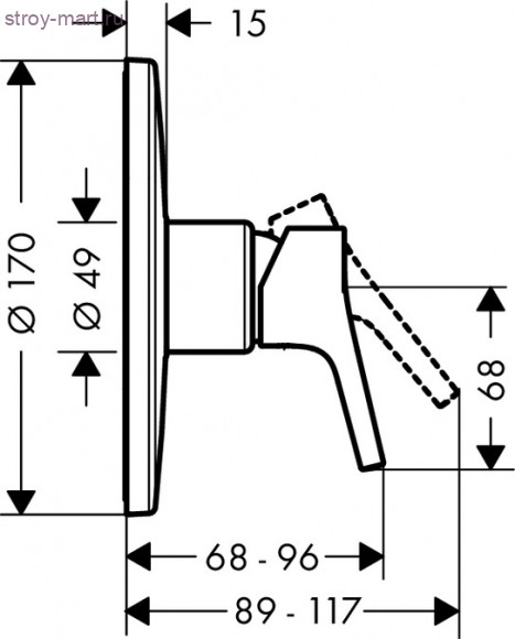 Смеситель для душа Highflow, однорычажный, СМ Talis S 72607000