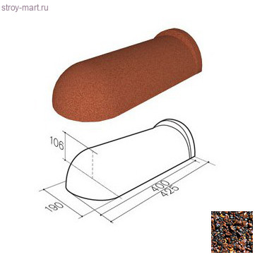 Торцевой конек 190 (пластик) Gerard (Chestnut 121), L полезная=400мм - С-000113685 Торцевой конек 190 (пластик) Gerard (Chestnut 121), L полезная=400мм - С-000113685