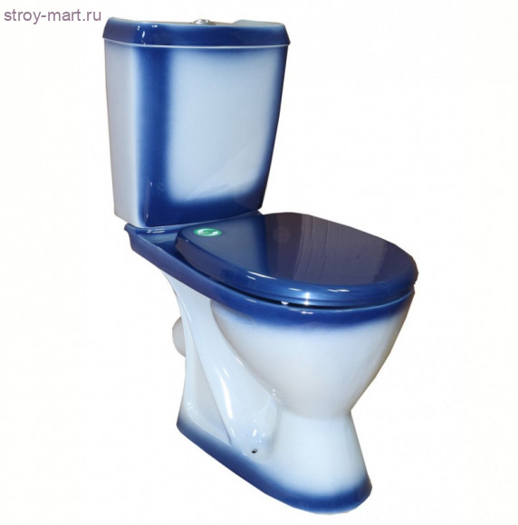 Унитаз-компакт Ресса синий декор косой выпуск в комплекте Кировская Керамика - 4606034157169 Унитаз-компакт Ресса синий декор косой выпуск в комплекте Кировская Керамика - 4606034157169