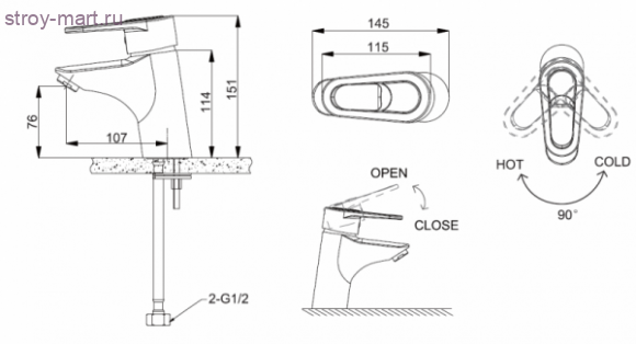 Смеситель для умывальника - F1124182CP-RUS Смеситель для умывальника - F1124182CP-RUS