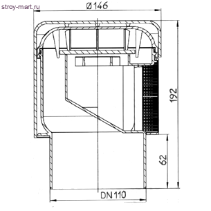 Клапан воздушный канализационный Д50х75х110 для невентилируемых канализационных стояков HL 900N Клапан воздушный канализационный Д50х75х110 для невентилируемых канализационных стояков HL 900N