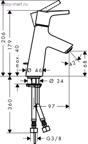 Смеситель для раковины 80, однорычажный, со сливным гарнитуром Talis S 72010000