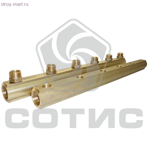 Коллекторы распределительные латунные серии СОТИС К50-2500 с межосевым расстоянием 50мм - К50-2504-15 ВР Коллекторы распределительные латунные серии СОТИС К50-2500 с межосевым расстоянием 50мм - К50-2504-15 ВР