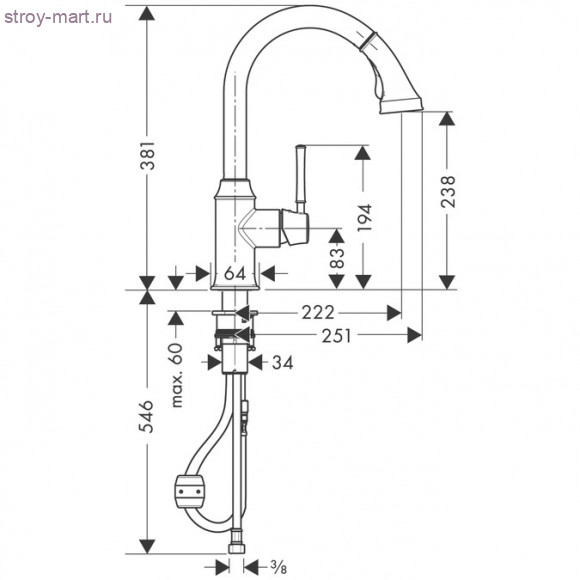 Смеситель для кухни, однорычажный, с выдвижным душем, ?' Talis Classic 14863000 Смеситель для кухни, однорычажный, с выдвижным душем, ?' Talis Classic 14863000
