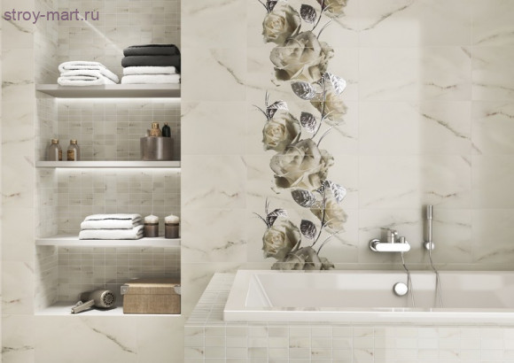 Carrara white Flower Панно (из 2х пл) 58,3х59,3