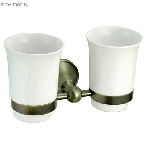 Стакан для зубных щеток и пасты настенный, 2 стакана «Bremen», арт. BR85427 - С-000134670